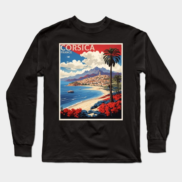Corsica France Vintage Poster Tourism Long Sleeve T-Shirt by TravelersGems